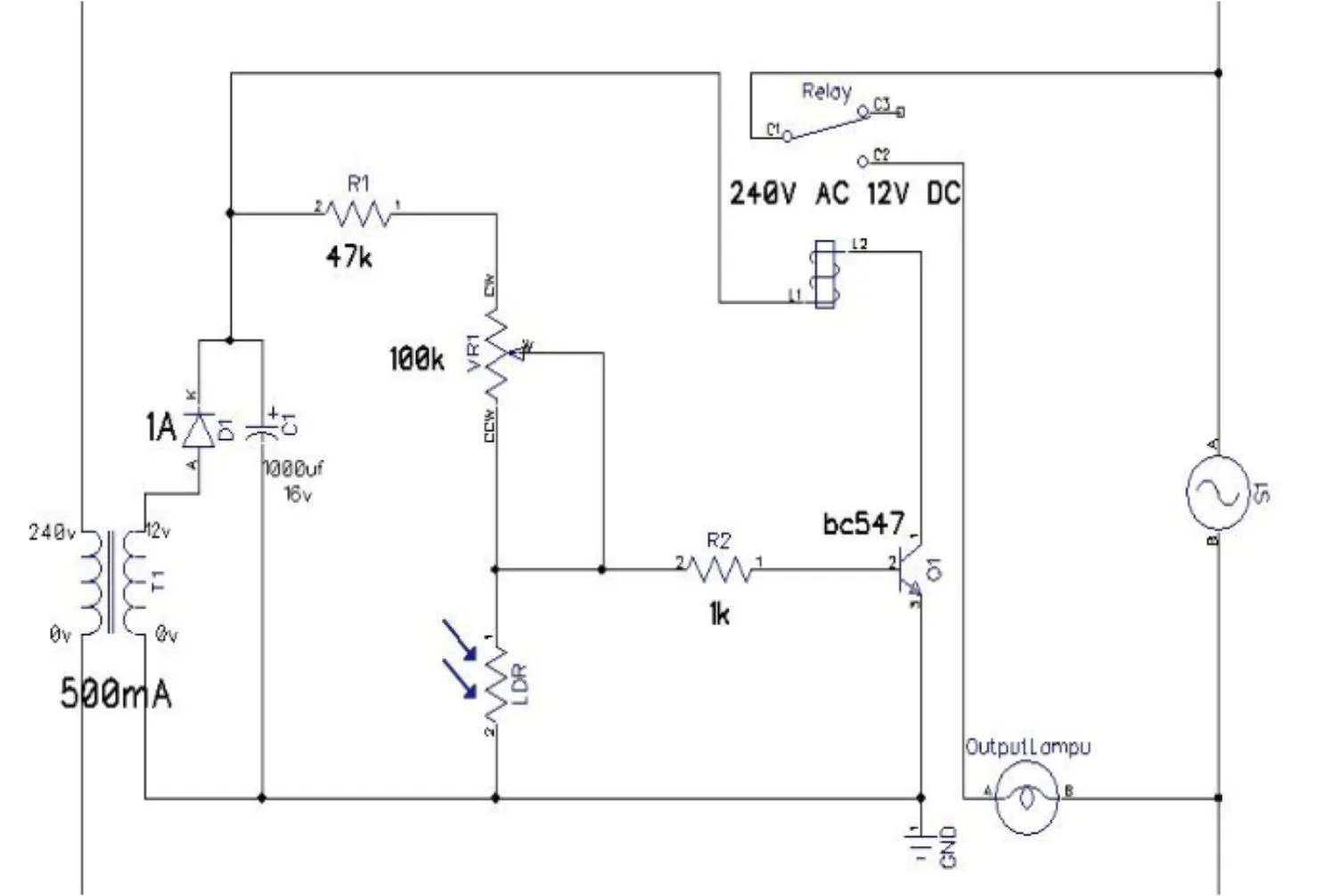 rangkaian lampu otomatis